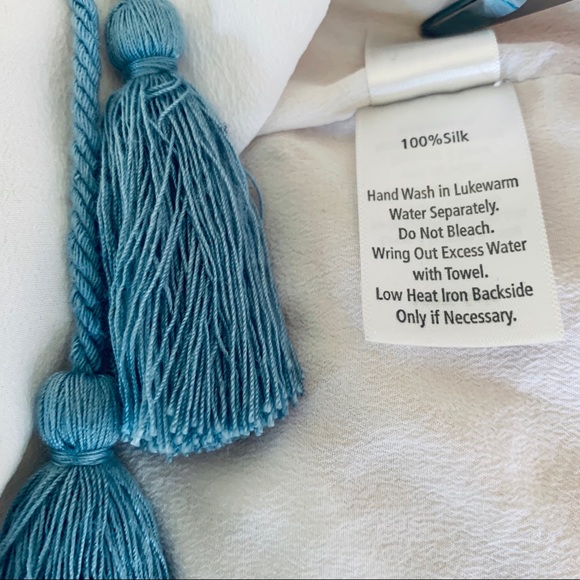 ECRU RAINBOW SILK TUNIC TOP WITH TUSSLES - Picture 12 of 16